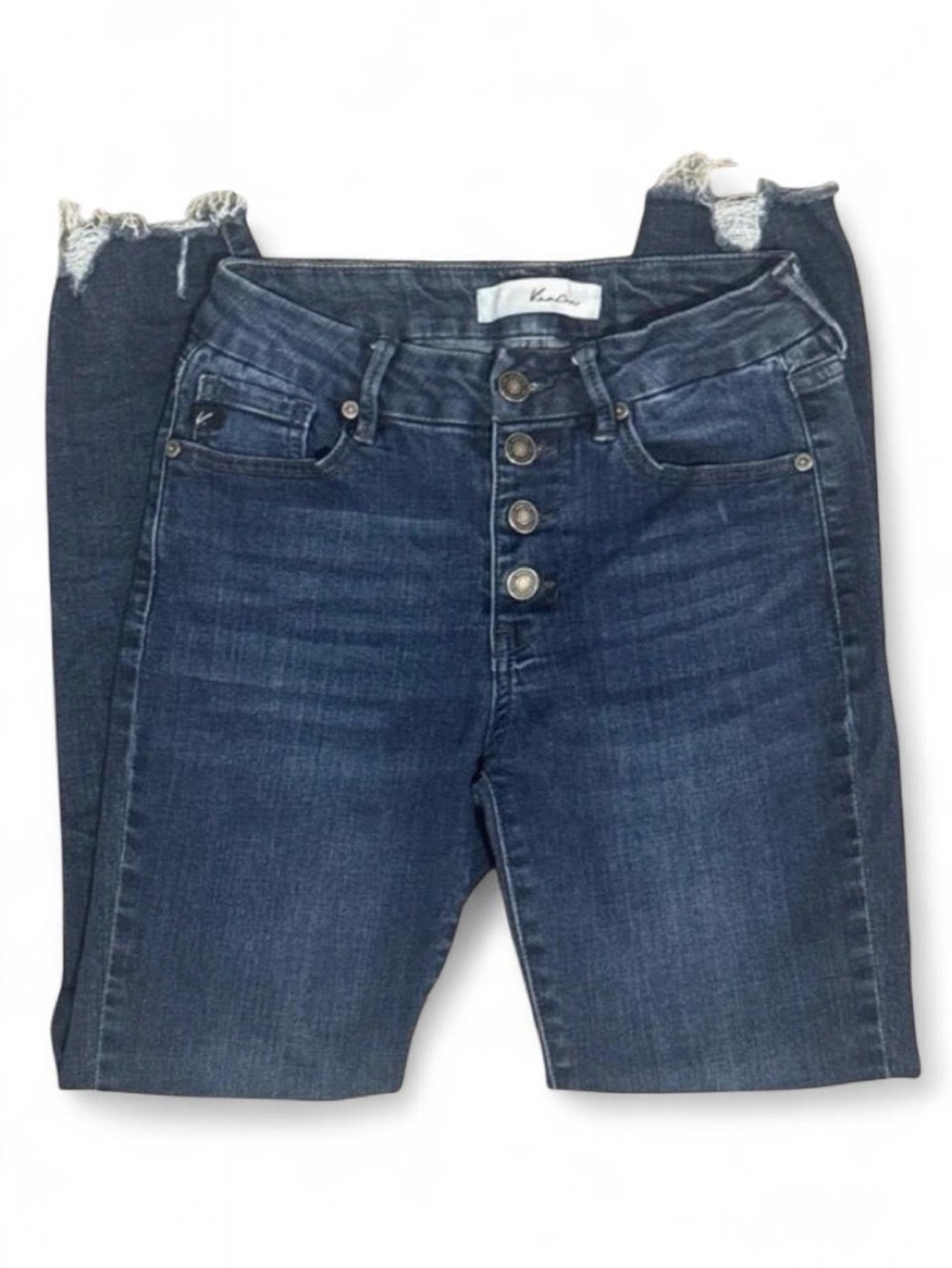 KanCan Dark Blue High-Rise Button-Fly Jeans